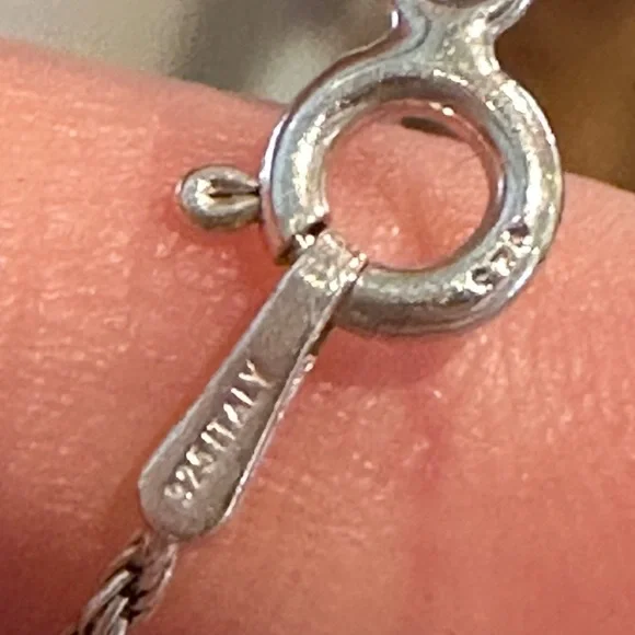 Vintage Modernist Sterling Silver Lapis Lazuli Geometric Pendant Necklace 950 - Picture 6 of 6